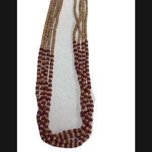 Necklace beaded screw‎ clasp tan red accessorize